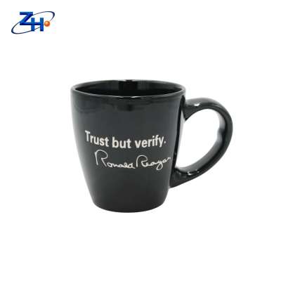 hot selling creative black sublimation ceramic coffee mug with silk screen printing