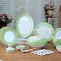 2016 new design 62 pcs fine bone china porcelain dinnerware dinner set with gold rim