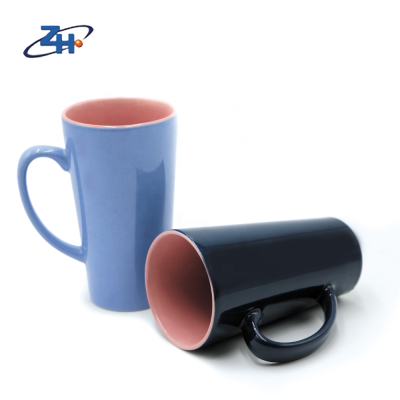 family use hot sales customized colors ceramic coffee mugs v-shape