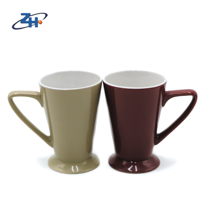 Zibo supplier funnel shape color glazed ceramic mug for ice cream