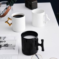 Home goods european style white black custom coffee cup ceramic mugs with with unique handle