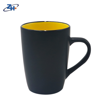 Matte Black Finished Ceramic Coffee Mugs Inside Yellow Coffee Travel Mug