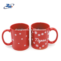 high quality 11oz snow decals red christmas ceramic coffee mug with handle