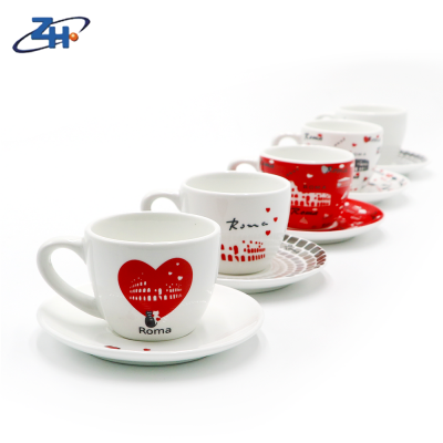 wholesale custom logo ceramic mocha cafe tea latte cappuccino coffee cup saucer set