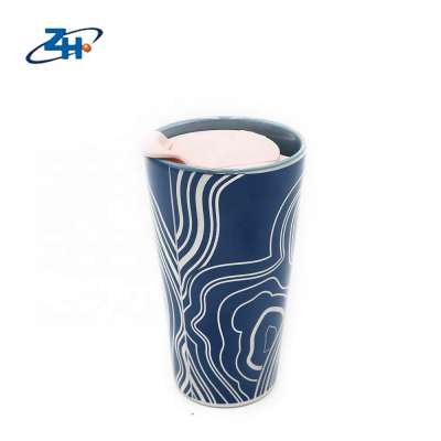 Promotional ceramic travel coffee mugs with sealed lid