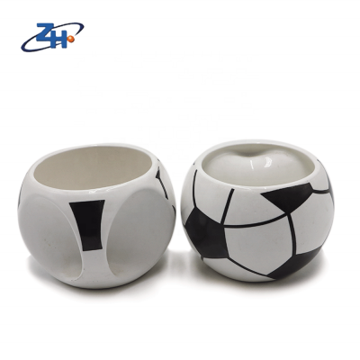 New style round white football  shaped ceramic mug with small handle