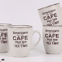 12oz silk screen pattern American Cafe Hot Tea Time coffee mug ceramic W0694