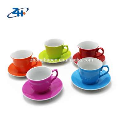 High quality bright spray silicon coating ceramic mug plate sets with various colors