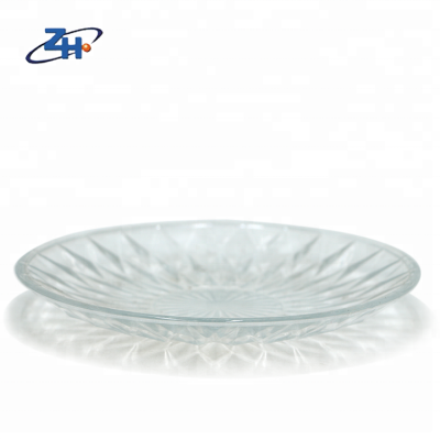 Circular diamond design glass food plate