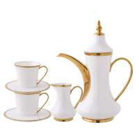 top grade bone china tea set with gold rim Ceramic coffee pot cup and saucer sets