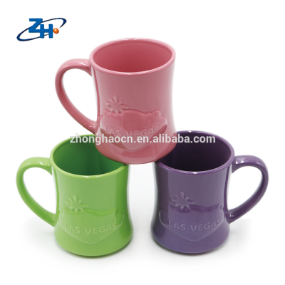 factory wholesale custom embossed logo ceramic glazed coffee mugs for advertising