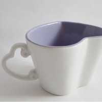 inside color outside white heart shape mug with heart handle promotional gift mug ceramic W0679