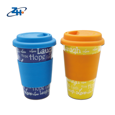 New custom decal ceramic porcelain travel mug with silicone lids