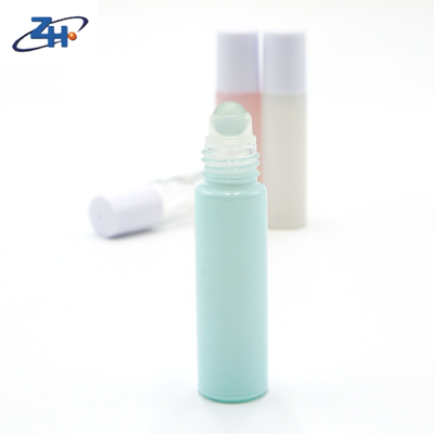 Matte clear transparent blue glass roller bottle 8ml glass perfume eye cream roller bottle