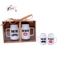 Hot Sale Stoneware Cup Couple Mug White with Decal  Gift Box